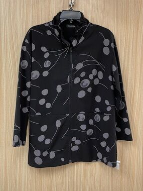 Creation Black Print Polyester Cardigan Size S